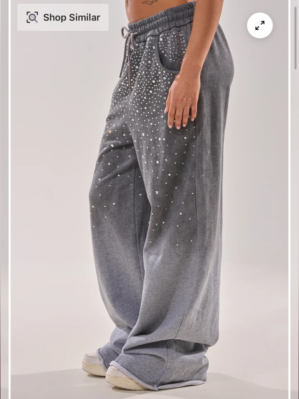 NWT AKIRA Night Sky Grey Studded Muscle Tee & Joggers Set - Picture 4 of 13